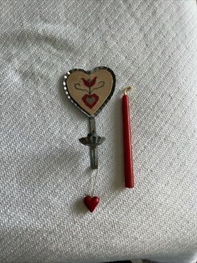 Heart Wall Candle Sconce with Red Heart Accent
